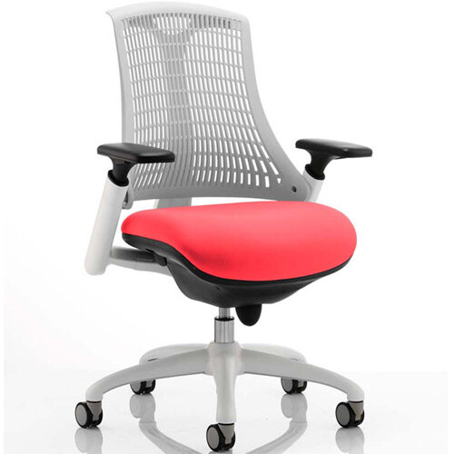 Flex Task Operator Office Chair White Frame White Back Cherry Red Seat