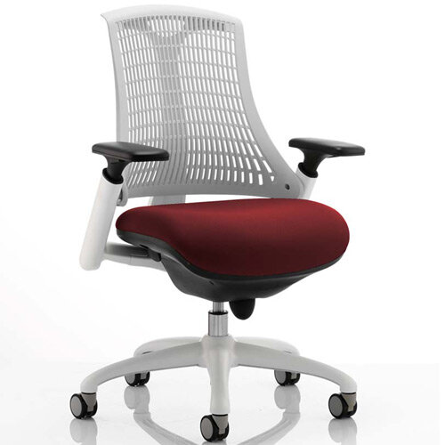 Flex Task Operator Office Chair White Frame White Back Chilli Red Seat