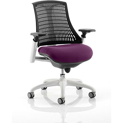 Flex Task Operator Office Chair White Frame Black Back Purple Seat