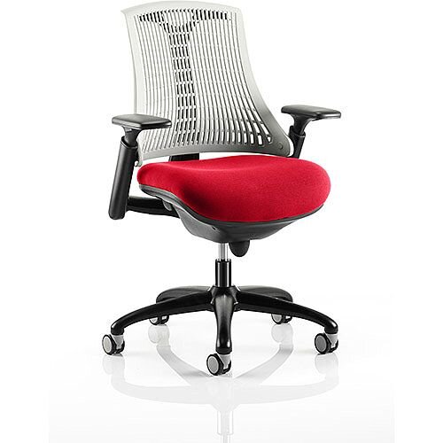 Flex Task Operator Office Chair Black Frame White Back Cherry Red Seat