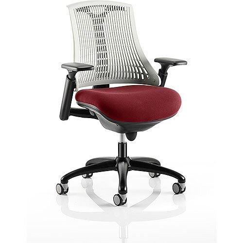 Flex Task Operator Office Chair Black Frame White Back Chilli Red Seat