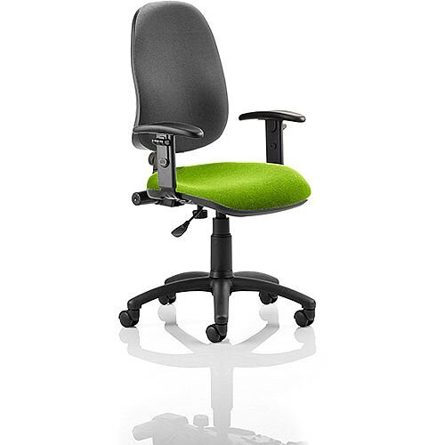 Eclipse I Lever Task Operator Office Chair With Height Adjustable Arms Black Back Swizzle Green Seat, Weight Capacity: 150kg, Usage: 8 hours a day, Height Adjustment