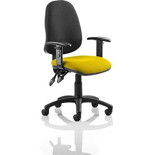 Eclipse I Lever Task Operator Office Chair With Height Adjustable Arms Black Back Sunset Yellow Seat Eclipse I Lever Task Operator Office Chair With Height Adjustable Arms Black Back Sunset Yellow Seat