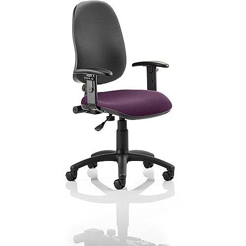 Eclipse I Lever Task Operator Office Chair With Height Adjustable Arms Black Back Purple Seat Eclipse I Lever Task Operator Office Chair With Height Adjustable Arms Black Back Purple Seat