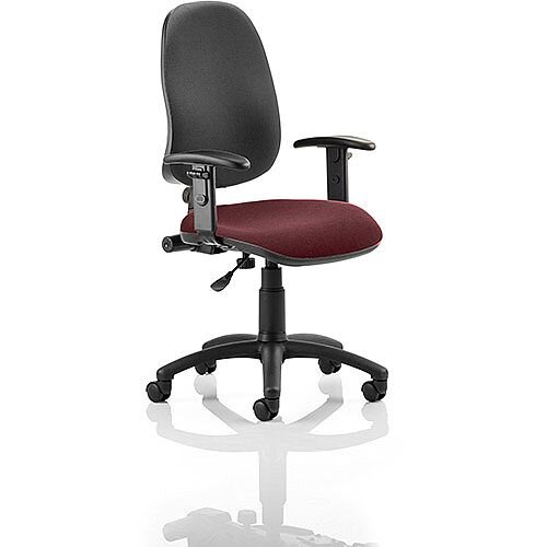 Eclipse I Lever Task Operator Office Chair With Height Adjustable Arms Black Back Chilli Red Seat, Weight Capacity: 150kg, Usage: 8 hours a day, Height Adjustment