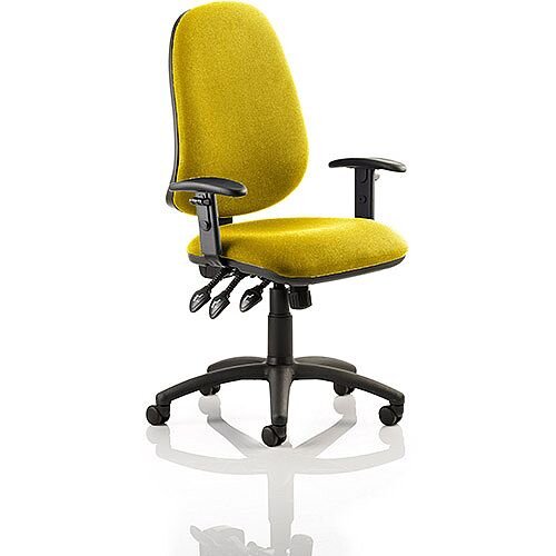 Eclipse XL III Lever Task Operator Office Chair With Height Adjustable Arms In Sunset Yellow