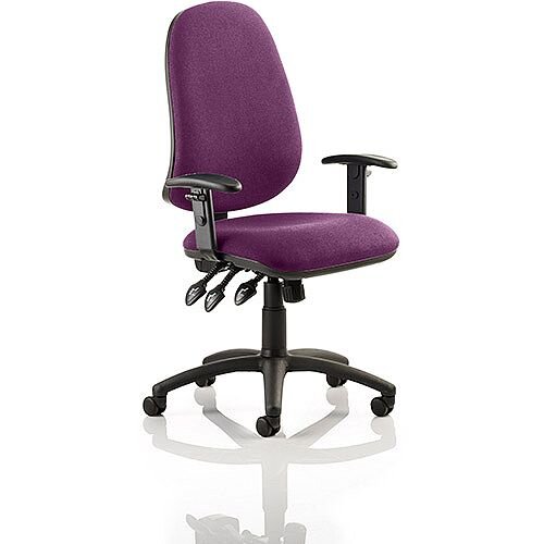 Eclipse XL III Lever Task Operator Office Chair With Height Adjustable Arms In Purple