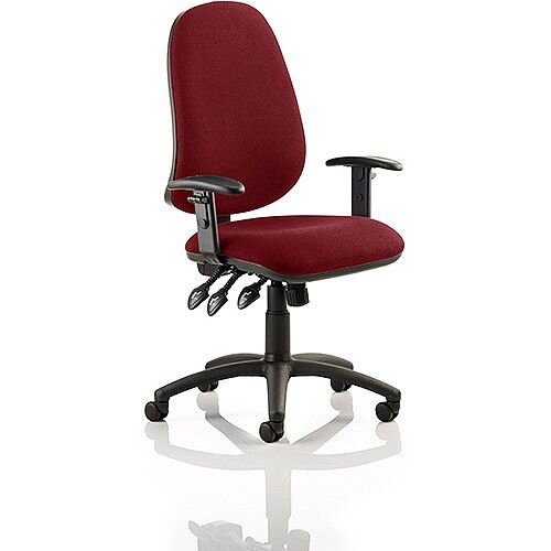 Eclipse XL III Lever Task Operator Office Chair With Height Adjustable Arms In Chilli Red