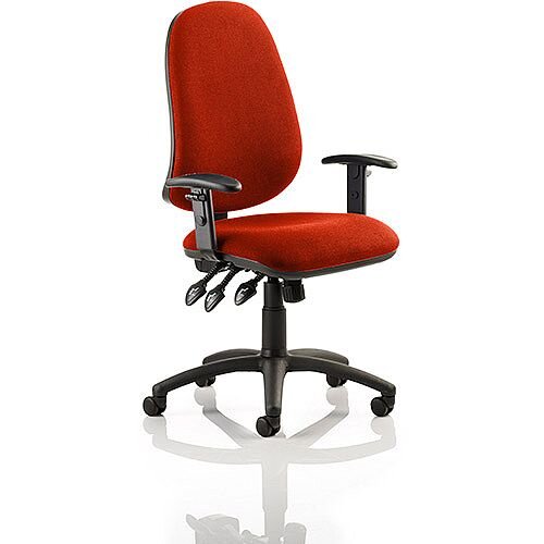 Eclipse XL III Lever Task Operator Office Chair With Height Adjustable Arms In Pimento Rustic Orange