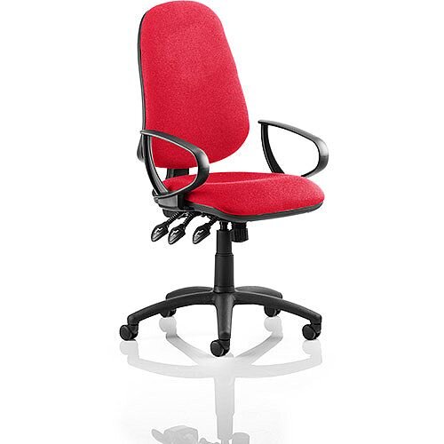 Eclipse XL III Lever Task Operator Office Chair With Loop Arms In Cherry Red