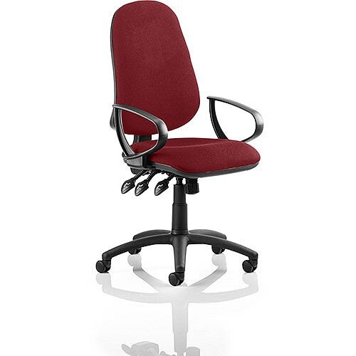 Eclipse XL III Lever Task Operator Office Chair With Loop Arms In Chilli Red