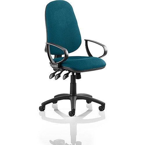 Eclipse XL III Lever Task Operator Office Chair With Loop Arms In Kingfisher Green