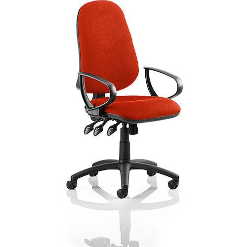 Eclipse XL III Lever Task Operator Office Chair With Loop Arms In Pimento Rustic Orange Eclipse XL III Lever Task Operator Office Chair With Loop Arms In Pimento Rustic Orange