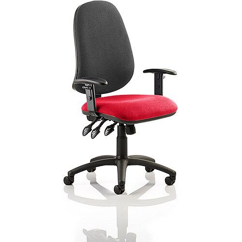 Eclipse XL III Lever Task Operator Office Chair With Height Adjustable Arms Black Back Cherry Red Seat