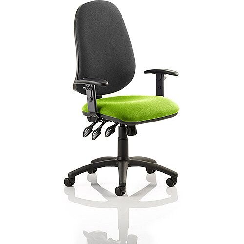 Eclipse XL III Lever Task Operator Office Chair With Height Adjustable Arms Black Back Swizzle Green Seat Eclipse XL III Lever Task Operator Office Chair With Height Adjustable Arms Black Back Swizzle Green Seat