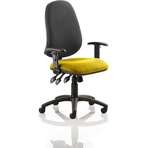 Eclipse XL III Lever Task Operator Office Chair With Height Adjustable Arms Black Back Sunset Yellow Seat