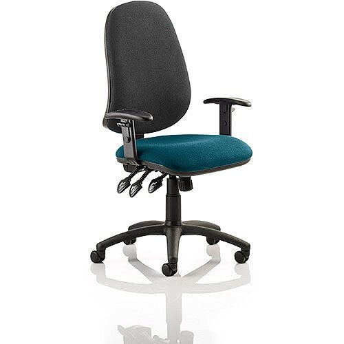 Eclipse XL III Lever Task Operator Office Chair With Height Adjustable Arms Black Back Kingfisher Green Seat Eclipse XL III Lever Task Operator Office Chair With Height Adjustable Arms Black Back Kingfisher Green Seat