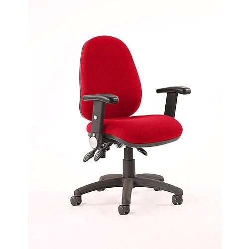 Luna II Lever Task Operator Office Chair With Height Adjustable &Folding Arms In Cherry Red Luna II Lever Task Operator Office Chair With Height Adjustable &Folding Arms In Cherry Red