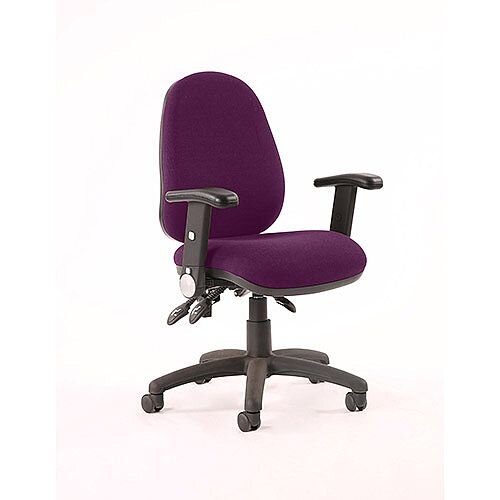 Luna II Lever Task Operator Office Chair With Height Adjustable &Folding Arms In Purple Luna II Lever Task Operator Office Chair With Height Adjustable &Folding Arms In Purple