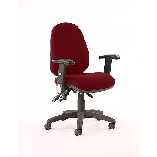 Luna II Lever Task Operator Office Chair With Height Adjustable &Folding Arms In Chilli Red Luna II Lever Task Operator Office Chair With Height Adjustable &Folding Arms In Chilli Red