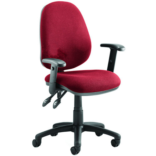 Luna II Lever Task Operator Office Chair With Height Adjustable Arms In Cherry Red