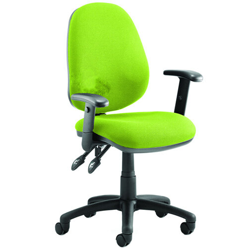 Luna II Lever Task Operator Office Chair With Height Adjustable Arms In Swizzle Green