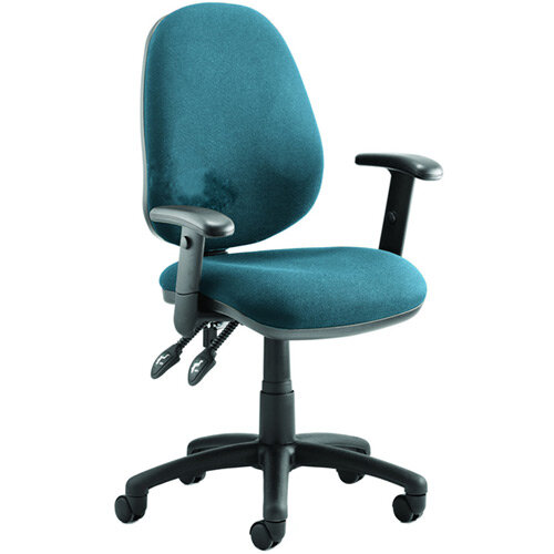 Luna II Lever Task Operator Office Chair With Height Adjustable Arms In Kingfisher Green