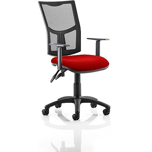 Eclipse II Lever Task Operator Office Chair With Height Adjustable Arms Mesh Back & Cherry Red Seat