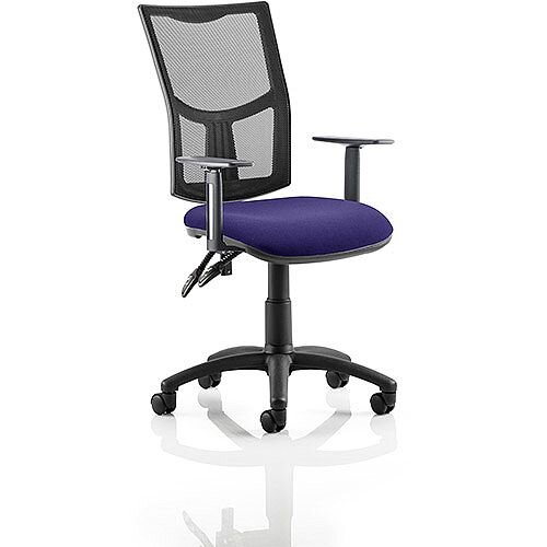 Eclipse II Lever Task Operator Office Chair With Height Adjustable Arms Mesh Back & Purple Seat