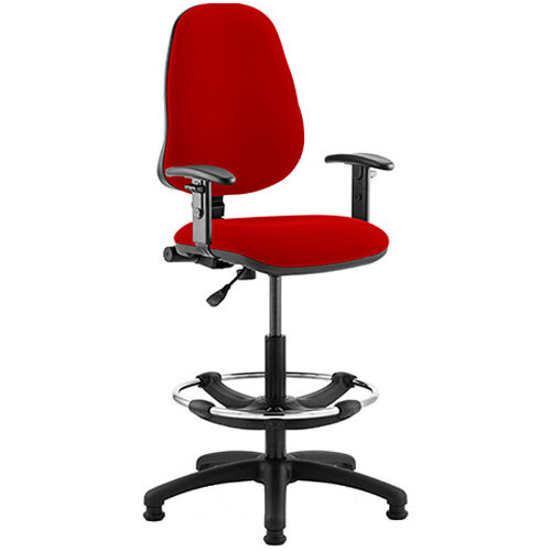 Eclipse I Lever Task Operator Office Chair Cherry Red With Height Adjustable Arms & Draughtsman Kit