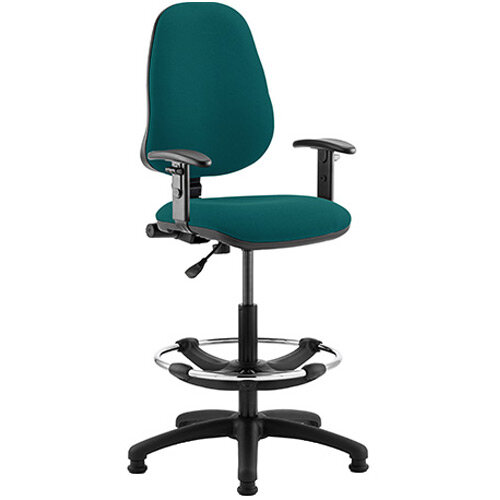 Eclipse I Lever Task Operator Office Chair Kingfisher Green With Height Adjustable Arms & Draughtsman Kit