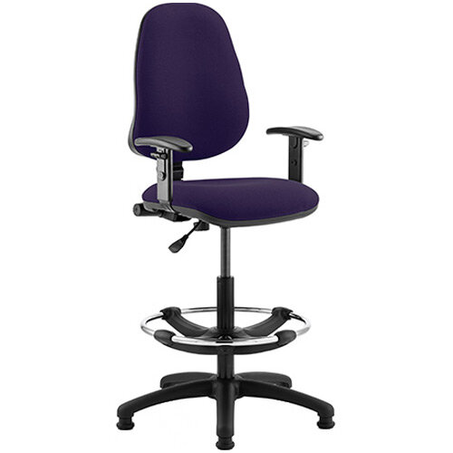 Eclipse I Lever Task Operator Office Chair Purple With Height Adjustable Arms & Draughtsman Kit