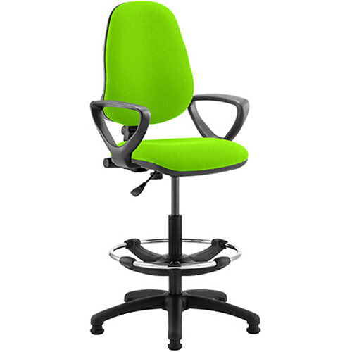 Eclipse I Lever Task Operator Office Chair Swizzle Green With Loop Arms & Draughtsman Kit