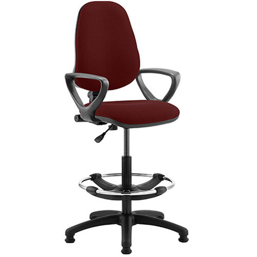 Eclipse I Lever Task Operator Office Chair Chilli Red With Loop Arms & Draughtsman Kit