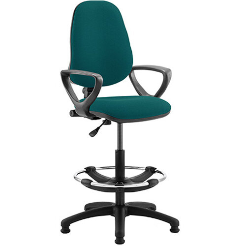 Eclipse I Lever Task Operator Office Chair Kingfisher Green With Loop Arms & Draughtsman Kit