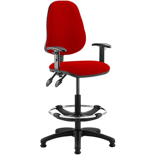 Eclipse II Lever Task Operator Office Chair Cherry Red With Height Adjustable Arms & Draughtsman Kit