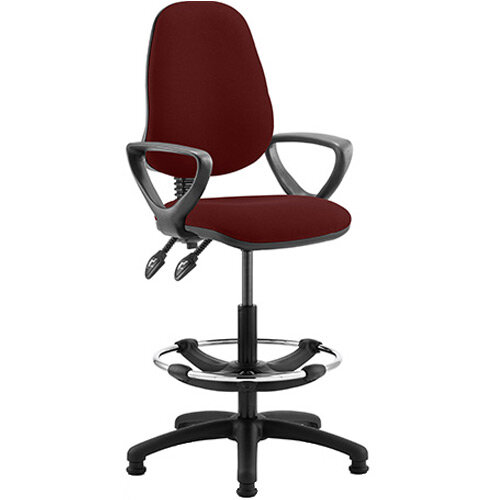 Eclipse II Lever Task Operator Office Chair Chilli Red With Loop Arms & Draughtsman Kit