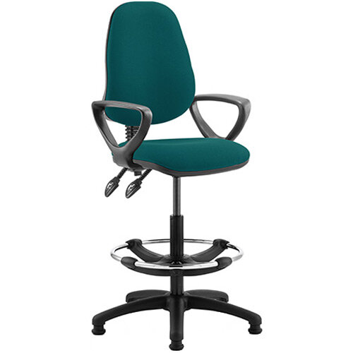 Eclipse II Lever Task Operator Office Chair Kingsfisher With Loop Arms & Draughtsman Kit