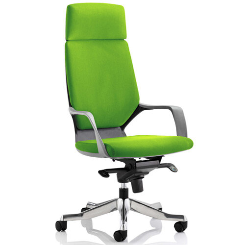 Xenon Black Frame High Back Executive Office Chair With Headrest Swizzle Green