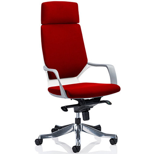 Xenon White Frame High Back Executive Office Chair With Headrest Cherry Red