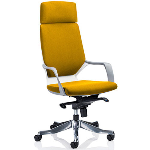 Xenon White Frame High Back Executive Office Chair With Headrest Sunset Yellow