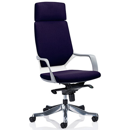 Xenon White Frame High Back Executive Office Chair With Headrest Purple