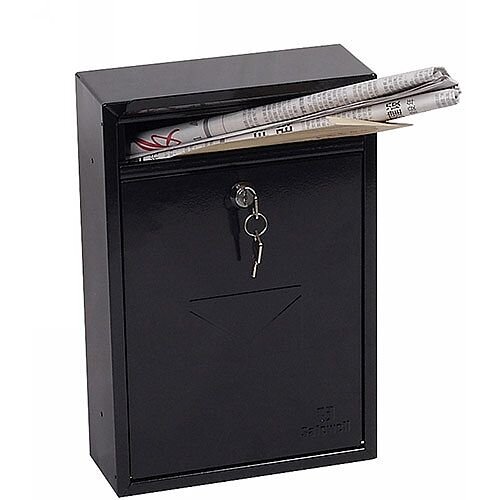 Phoenix Letra MB0116KB Front Loading Mail Box in Black with Key Lock Black Phoenix Letra MB0116KB Front Loading Mail Box in Black with Key Lock Black
