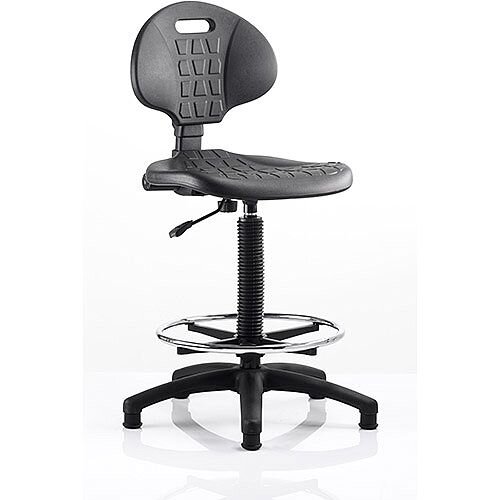 Malaga Draughtsman Task Operator Chair Black Polyurethane Seat And Back Without Arms