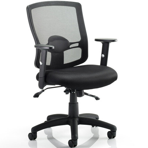 Portland II Task Operator Office Chair Black Mesh With Arms