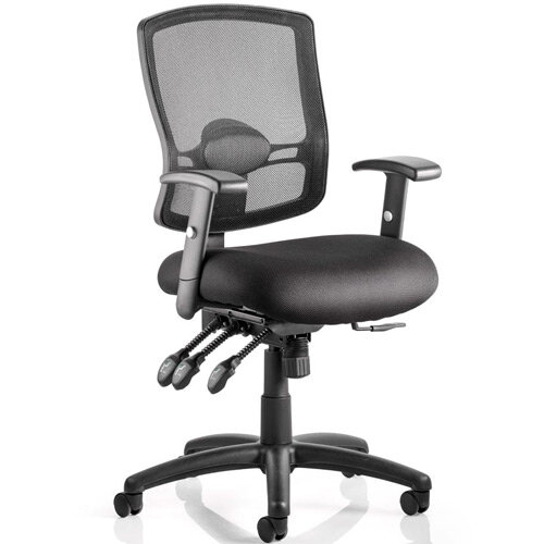 Portland III Task Operator Office Chair Black Mesh Back With Arms