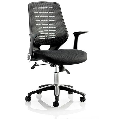 Relay Task Operator Office Chair Airmesh Seat Black Back With Arms