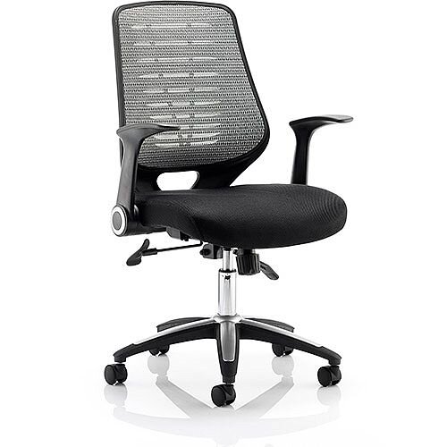 Relay Task Operator Office Chair Airmesh Seat Silver Back With Arms