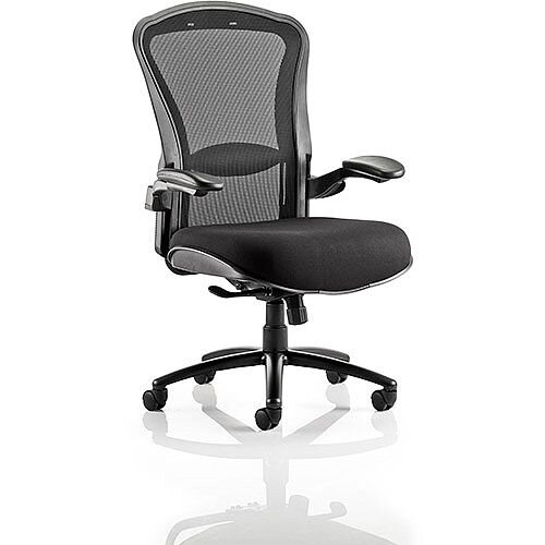 Houston Heavy Duty Task Operator Office Chair Mesh Back Black Fabric Seat With Arms - Weight Tolerance: 203kg