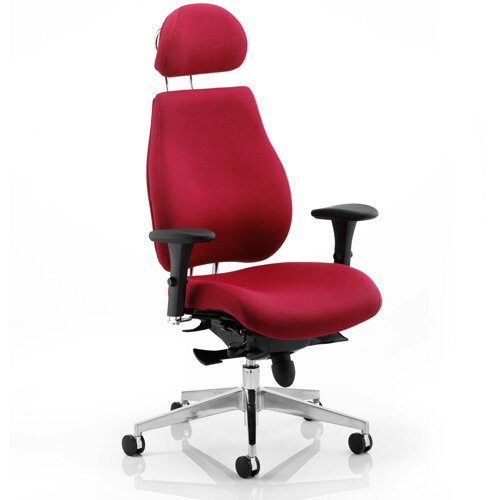 Chiro Plus Ergo Posture Office Chair Wine With Arms & Headrest